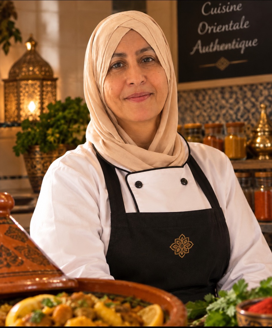 Mahjouba Drioiche, fondatrice et cheffe de Meknès Traiteur, dans sa cuisine